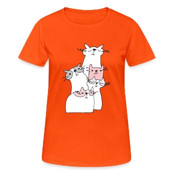 katzen treffen - Frauen T-Shirt atmungsaktiv - Neonorange - Vorne - AI Model Female 172 dark (172cm)
