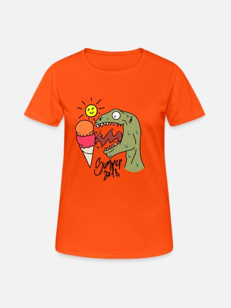 Lato dino - Dame T-shirt svedtransporterende - neonorange