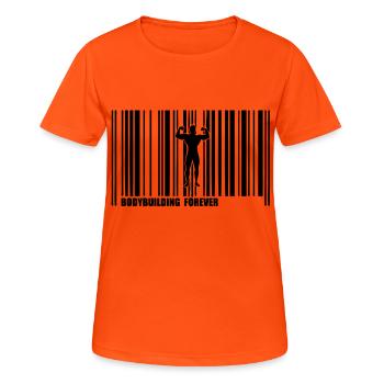 code barre bodybuilding forever - T-shirt respirant Femme - orange néon - Devant - AI Model Female 172 dark (172cm)