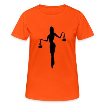 Sternzeichen Waage - Frauen T-Shirt atmungsaktiv - Neonorange - Vorne - AI Model Female 172 dark (172cm)