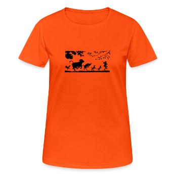 animaux - T-shirt respirant Femme - orange néon - Devant - AI Model Female 172 dark (172cm)