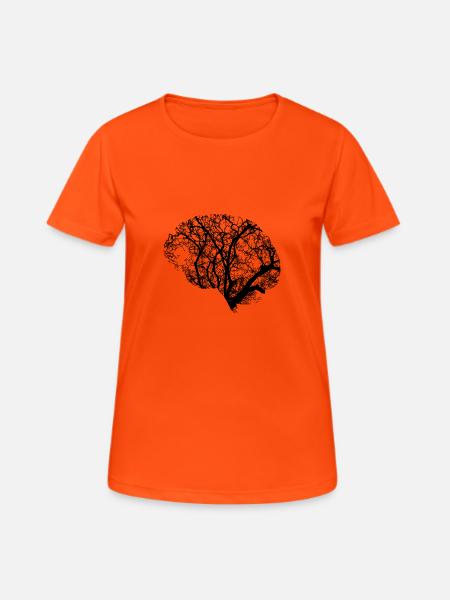Gehirn Illustration - Frauen T-Shirt atmungsaktiv - Neonorange