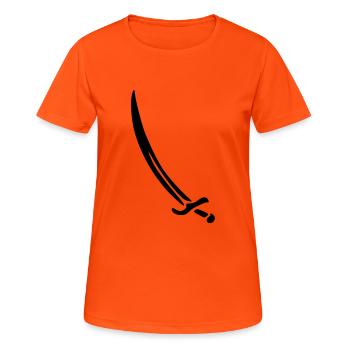 schwert - Frauen T-Shirt atmungsaktiv - Neonorange - Vorne - AI Model Female 172 dark (172cm)