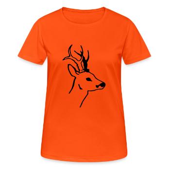 Rehbock - Frauen T-Shirt atmungsaktiv - Neonorange - Vorne - AI Model Female 172 dark (172cm)