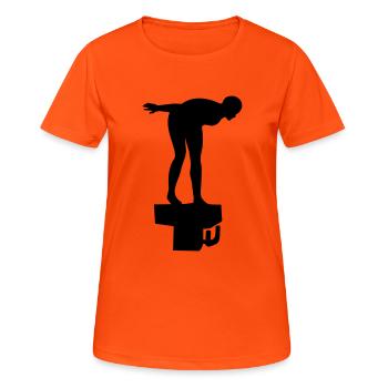 Schwimmen - Frauen T-Shirt atmungsaktiv - Neonorange - Vorne - AI Model Female 172 dark (172cm)