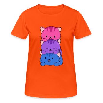 Chats bisexuels mignons LGBT bi - T-shirt respirant Femme - orange néon - Devant - AI Model Female 172 dark (172cm)