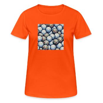 Golfball Mosaik - Frauen T-Shirt atmungsaktiv - Neonorange - Vorne - AI Model Female 172 dark (172cm)