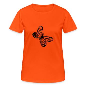 Schmetterlinge: Callitaera Aurora - T-shirt respirant Femme - orange néon - Devant - AI Model Female 172 dark (172cm)