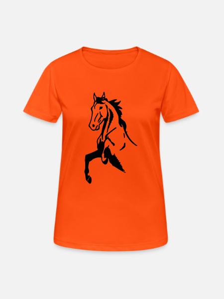 Cheval cabré - T-shirt respirant Femme - orange néon
