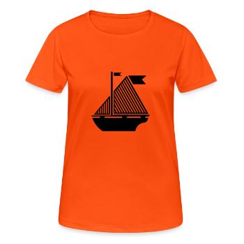 Illustration bateau - T-shirt respirant Femme - orange néon - Devant - AI Model Female 172 dark (172cm)