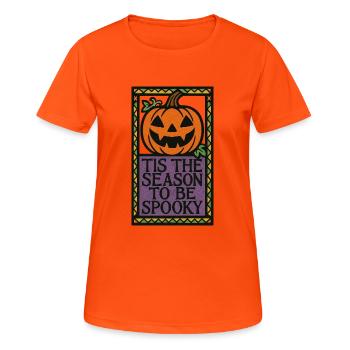 Folk Spooky Citrouille Signe - T-shirt respirant Femme - orange néon - Devant - AI Model Female 172 dark (172cm)
