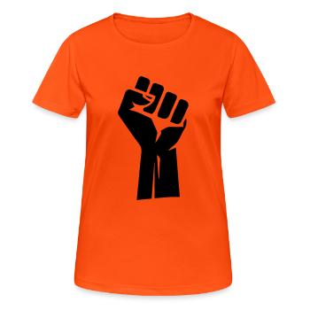 Revolution First - Frauen T-Shirt atmungsaktiv - Neonorange - Vorne - AI Model Female 172 dark (172cm)