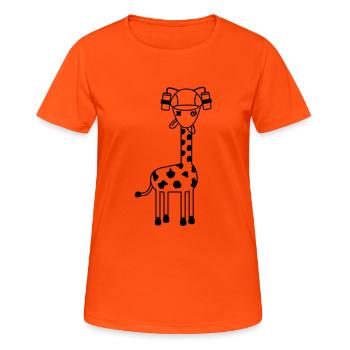 Funny drunken giraffe beer helmet comic animal - Women's Breathable T-Shirt - neon orange - Front - AI Model Female 172 dark (172cm)