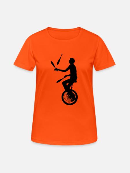 Einrad - Unicycle - Frauen T-Shirt atmungsaktiv - Neonorange
