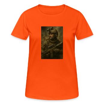 Military man - Women's Breathable T-Shirt - neon orange - Front - AI Model Female 172 dark (172cm)