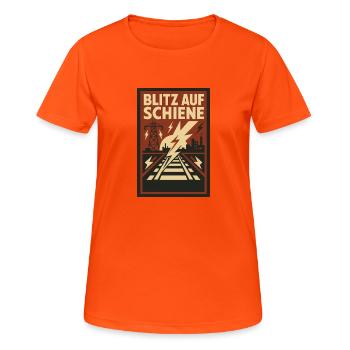 Blitz Schiene Eisenbahn - Frauen T-Shirt atmungsaktiv - Neonorange - Vorne - AI Model Female 172 dark (172cm)