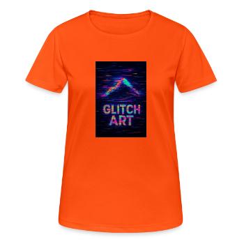 Glitch Art - Frauen T-Shirt atmungsaktiv - Neonorange - Vorne - AI Model Female 172 dark (172cm)
