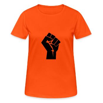 Kommunismus Faust - Frauen T-Shirt atmungsaktiv - Neonorange - Vorne - AI Model Female 172 dark (172cm)