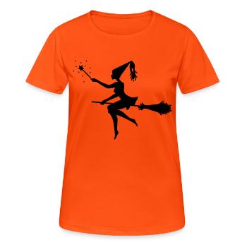 Hexe - Frauen T-Shirt atmungsaktiv - Neonorange - Vorne - AI Model Female 172 dark (172cm)