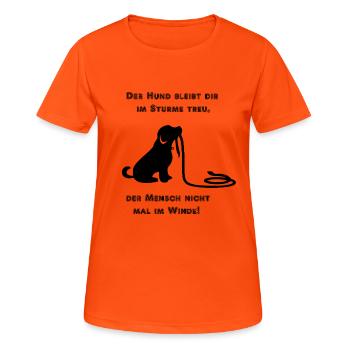 Hund - Frauen T-Shirt atmungsaktiv - Neonorange - Vorne - AI Model Female 172 dark (172cm)