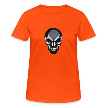 Rockmusik Totenkopf - Frauen T-Shirt atmungsaktiv - Neonorange - Vorne - AI Model Female 172 dark (172cm)
