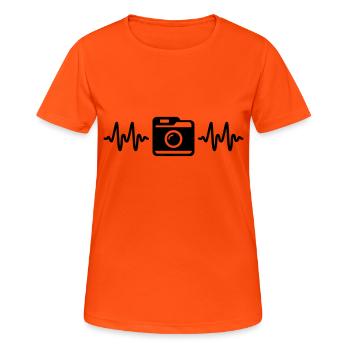 camera - Women's Breathable T-Shirt - neon orange - Front - AI Model Female 172 dark (172cm)
