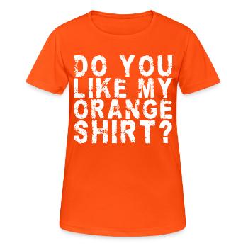 T-shirt orange drôle orange - T-shirt respirant Femme - orange néon - Devant - AI Model Female 172 dark (172cm)