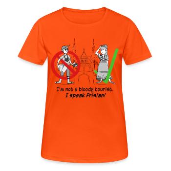 Je ne suis pas un de touriste. Je parle frison ! - T-shirt respirant Femme - orange néon - Devant - AI Model Female 172 dark (172cm)