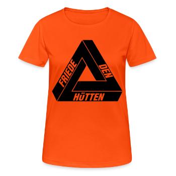 Friede den Hütten - Frauen T-Shirt atmungsaktiv - Neonorange - Vorne - AI Model Female 172 dark (172cm)