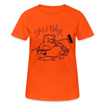 Saubär - T-shirt respirant Femme - orange néon - Devant - AI Model Female 172 dark (172cm)