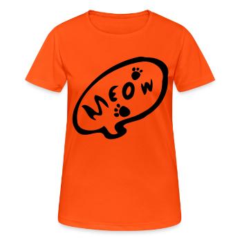 meow_txt kitty cat paw_prints - Women's Breathable T-Shirt - neon orange - Front - AI Model Female 172 dark (172cm)