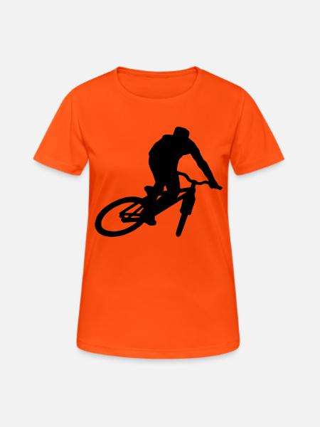 mountain bike mtb skid skidding - Women's Breathable T-Shirt - neon orange