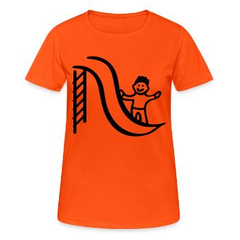 Slide with child - Women's Breathable T-Shirt - neon orange - Front - AI Model Female 172 dark (172cm)