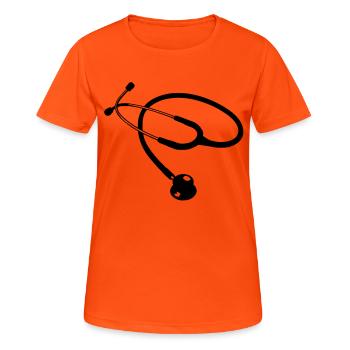 Stethoskop Arzt - Frauen T-Shirt atmungsaktiv - Neonorange - Vorne - AI Model Female 172 dark (172cm)