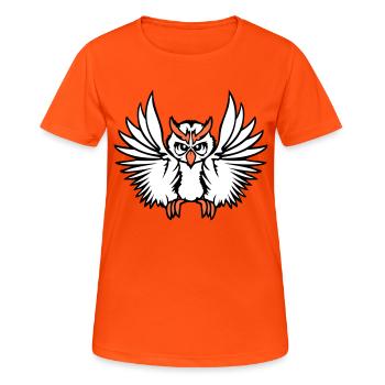 Eule Vogel Uhu Nachtvogel Schleiereule fliegt Cool - Frauen T-Shirt atmungsaktiv - Neonorange - Vorne - AI Model Female 172 dark (172cm)