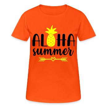 Aloha Summer - Women's Breathable T-Shirt - neon orange - Front - AI Model Female 172 dark (172cm)