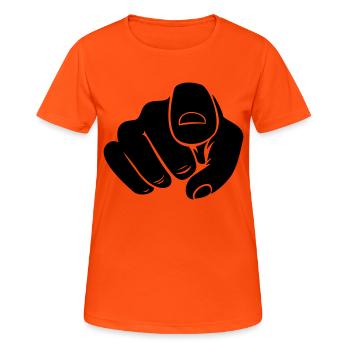 Pointer la main du doigt - T-shirt respirant Femme - orange néon - Devant - AI Model Female 172 dark (172cm)
