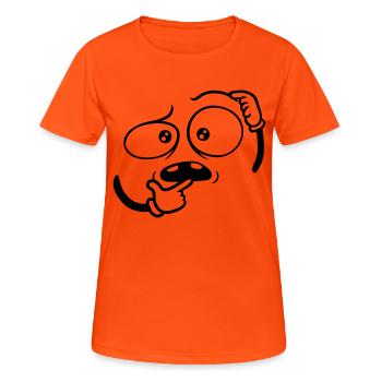 Doubtful Hand Gesture Face - Women's Breathable T-Shirt - neon orange - Front - AI Model Female 172 dark (172cm)
