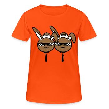 2 Sonnenbrille Hasen Freunde Team Crew Paar Zwei - Frauen T-Shirt atmungsaktiv - Neonorange - Vorne - AI Model Female 172 dark (172cm)