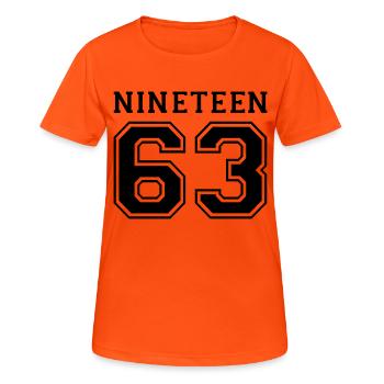 1963 - Women's Breathable T-Shirt - neon orange - Front - AI Model Female 172 dark (172cm)