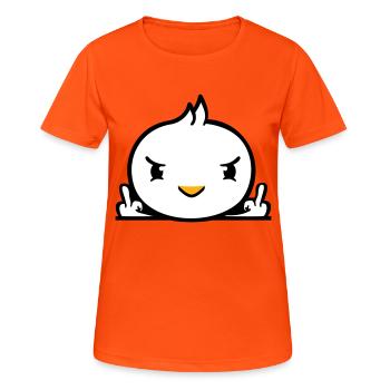 Vogel böse Mittelfinger zeigen Bad Boy hinter Zaun - Frauen T-Shirt atmungsaktiv - Neonorange - Vorne - AI Model Female 172 dark (172cm)