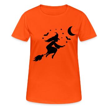 Silhouette de sorcière - T-shirt respirant Femme - orange néon - Devant - AI Model Female 172 dark (172cm)