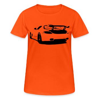 Sportwagen - Frauen T-Shirt atmungsaktiv - Neonorange - Vorne - AI Model Female 172 dark (172cm)