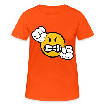 Smiley Anger - Women's Breathable T-Shirt - neon orange - Front - AI Model Female 172 dark (172cm)