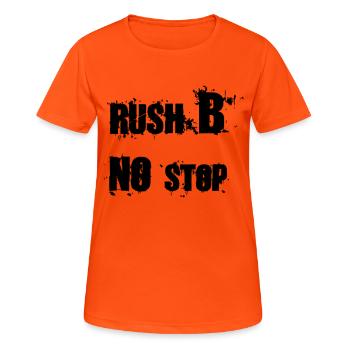 RUSH B NO STOP - Frauen T-Shirt atmungsaktiv - Neonorange - Vorne - AI Model Female 172 dark (172cm)