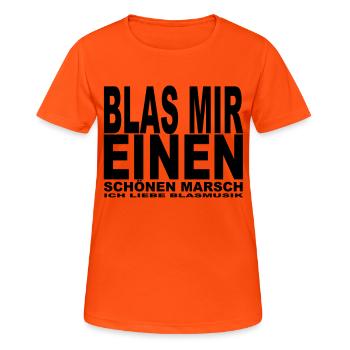 Blas mir einen - Frauen T-Shirt atmungsaktiv - Neonorange - Vorne - AI Model Female 172 dark (172cm)
