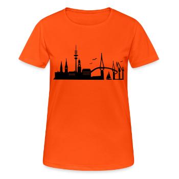 Hambourg horizon - T-shirt respirant Femme - orange néon - Devant - AI Model Female 172 dark (172cm)