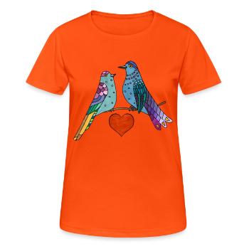 Bunte Vögel - Frauen T-Shirt atmungsaktiv - Neonorange - Vorne - AI Model Female 172 dark (172cm)