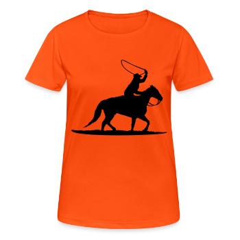 westernreiter - Frauen T-Shirt atmungsaktiv - Neonorange - Vorne - AI Model Female 172 dark (172cm)