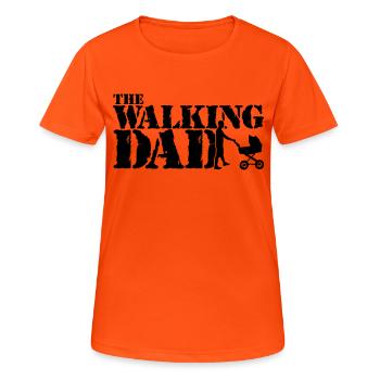 WALKING DAD - Frauen T-Shirt atmungsaktiv - Neonorange - Vorne - AI Model Female 172 dark (172cm)